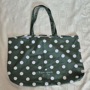 Kate Spade Dark Green and White Polka Dot Reusable Shopping  Tote